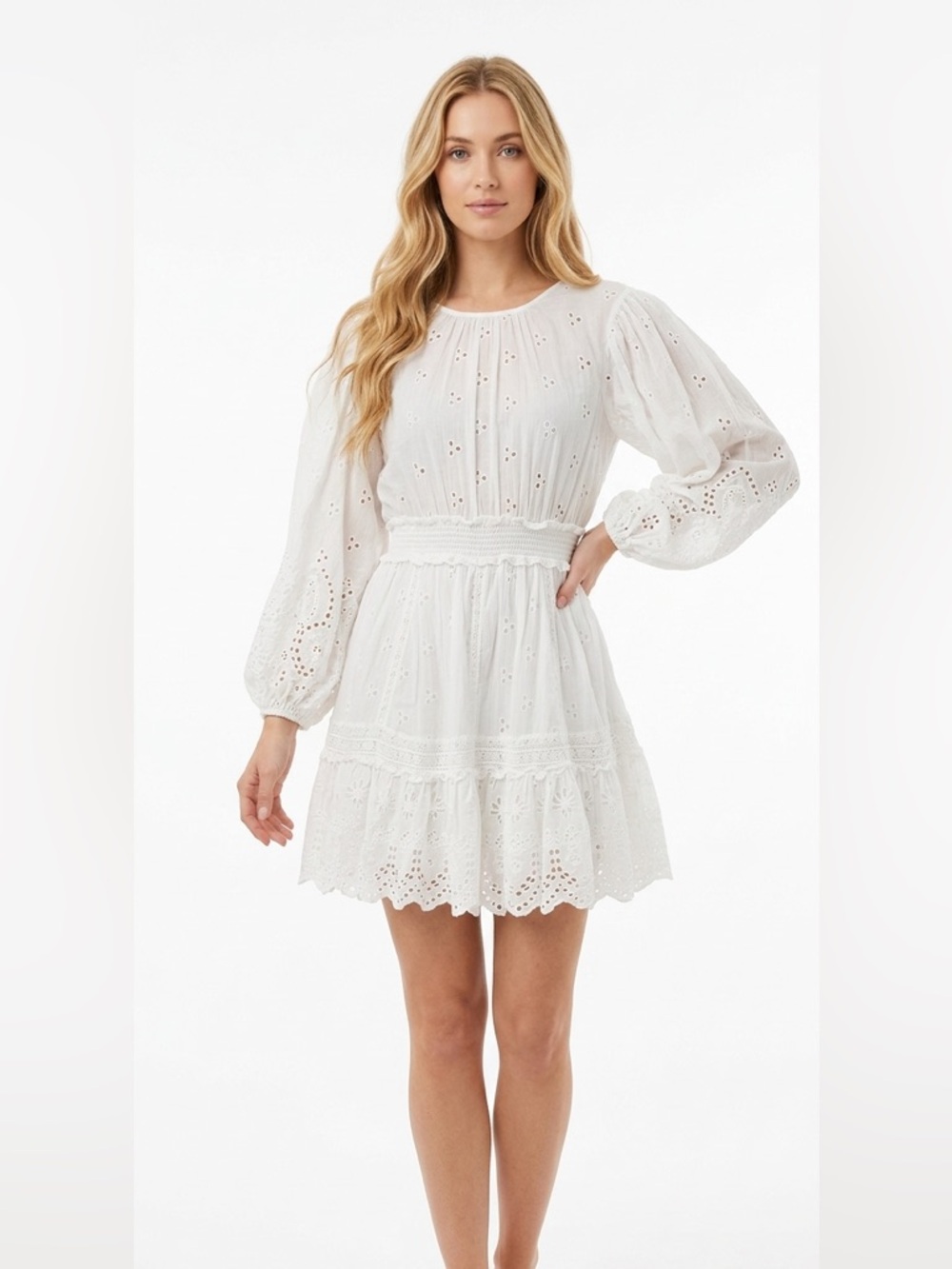 TiMo white lace dress boho size medium